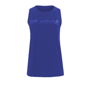 Maglia da corsa senza maniche slim da donna di Blueball in blu con logo blu