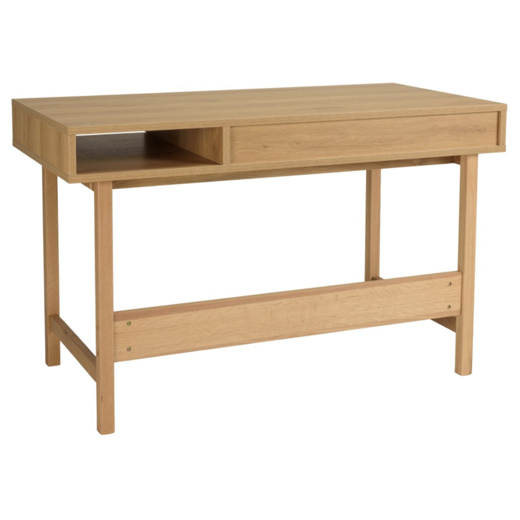 ETHAN - Bureau bois 1 tiroir décor motif arrondi couleur naturelle