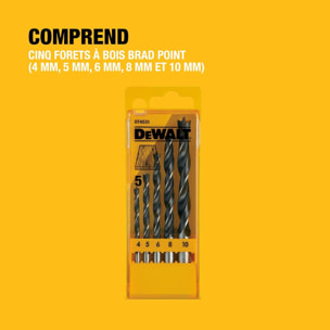 Coffret plastique de 5 mèches à bois 3 pointes - DEWALT - DT4535-QZ