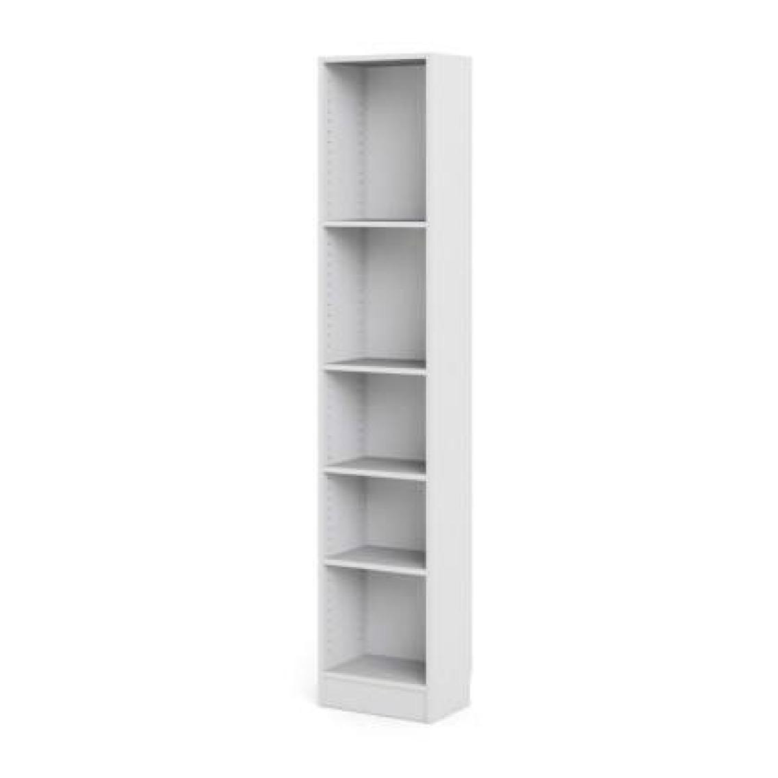 Libreria a cinque vani, colore bianco, cm 40 x 203 x 26