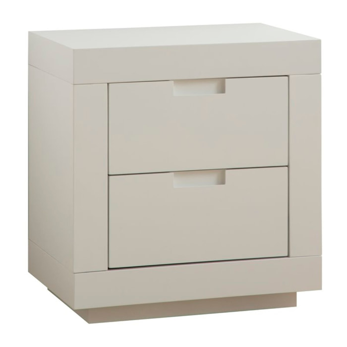 Table de chevet Sisal -bois massif et panneau de mdf-couleur laqué blanc mat 52 x 55 x 37 cm