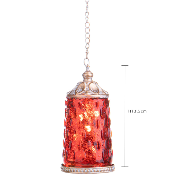 Lanterna con Led - Pezzi 2 - Colore Rosso - 7x13,5Hx7cm - Bianchi Dino