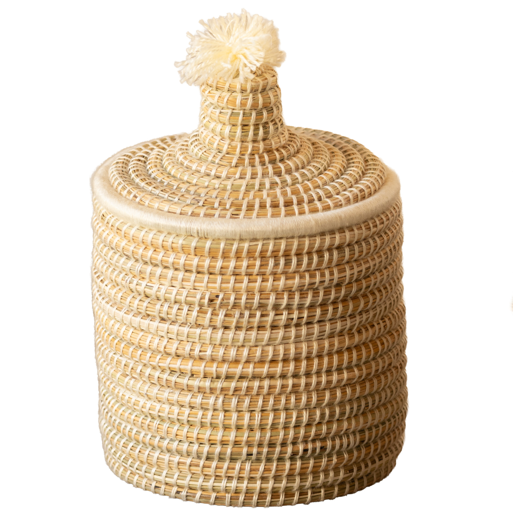 Panier avec couvercle laine - Blanc