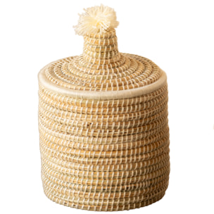 Panier avec couvercle laine - Blanc