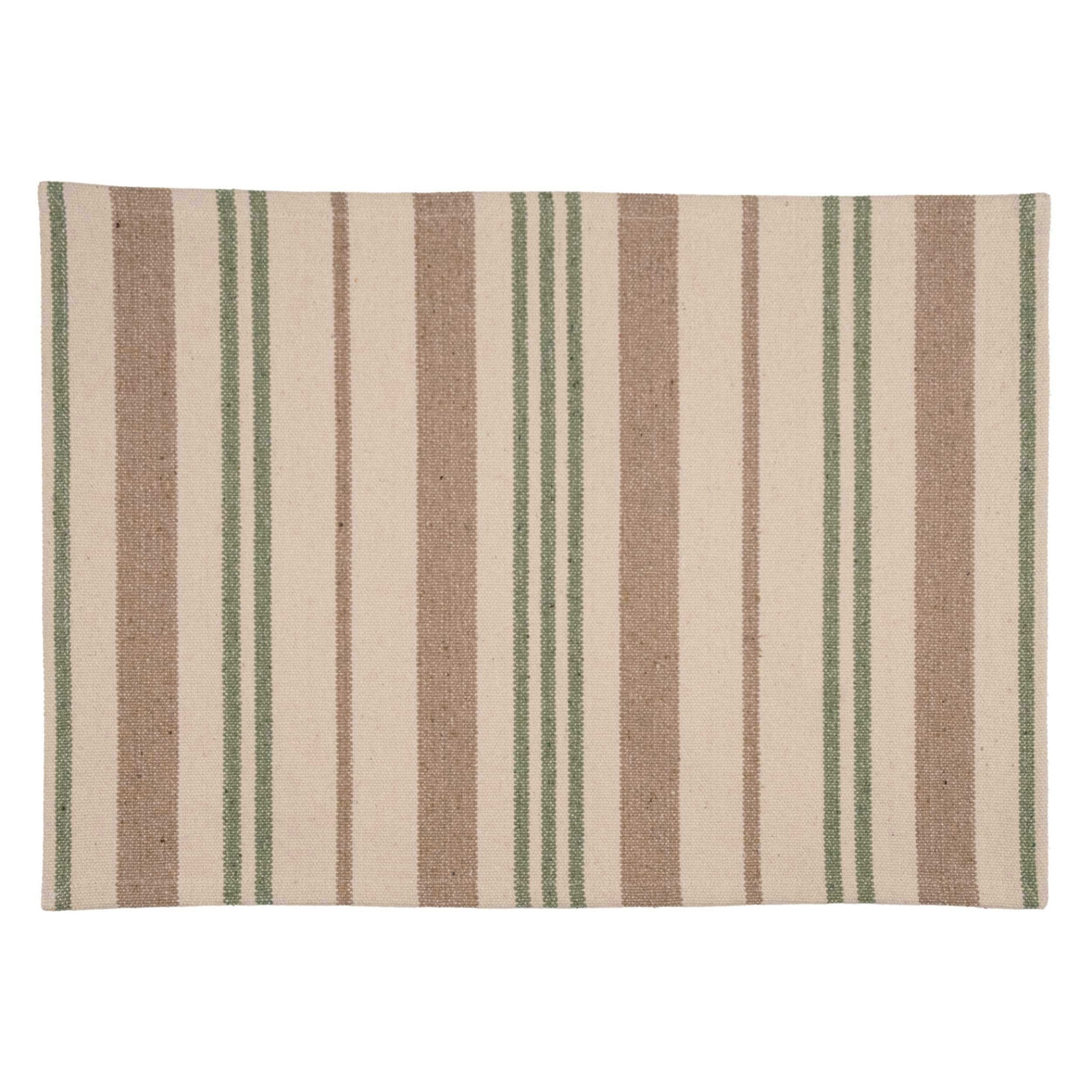 Set de table en coton épais rayures - Vert Olive
