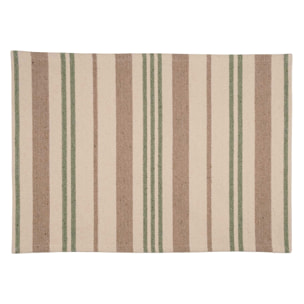 Set de table en coton épais rayures - Vert Olive