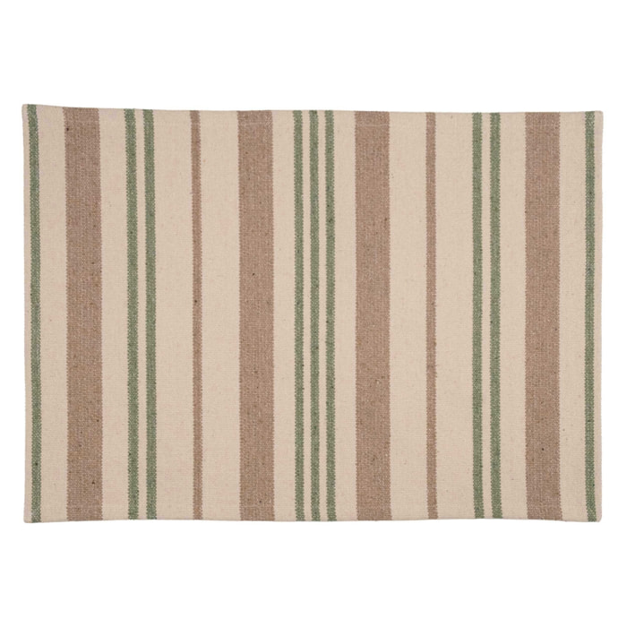 Set de table en coton épais rayures - Vert Olive