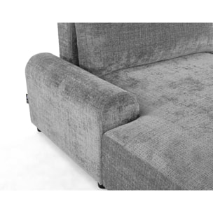 Nelly - canapé d'angle gauche 4 places convertible avec coffre en velours texturé - Gris