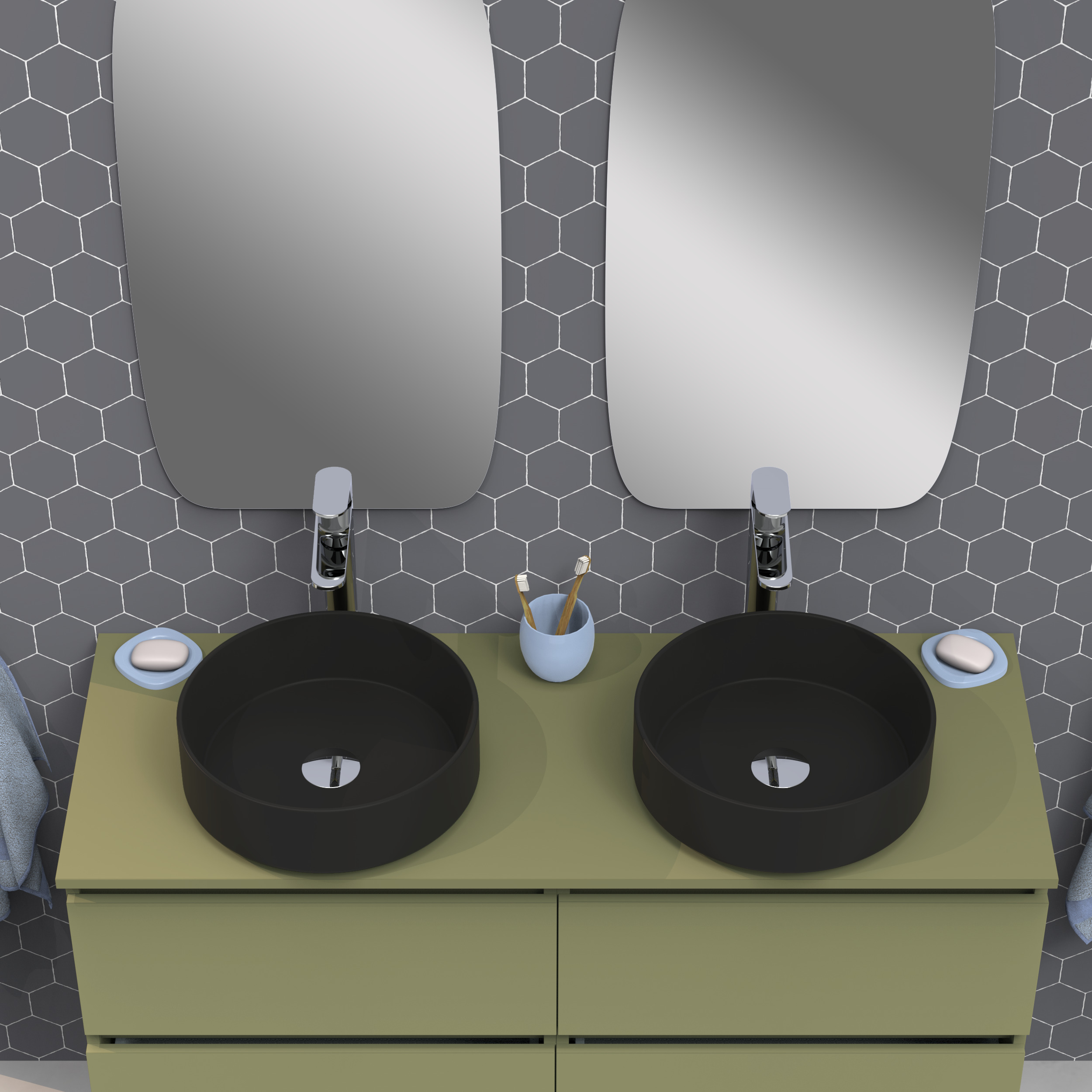 Conjunto de baño IRONA 2C TOP, 140cm, incluye lavabo y espejo