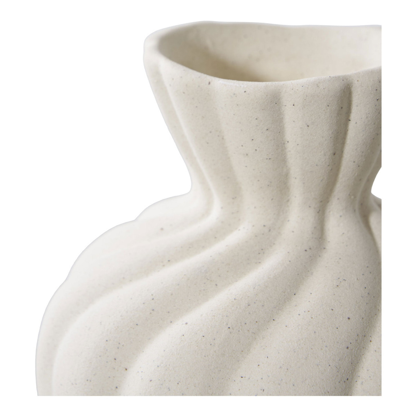 Set 2 vasi in ceramica bianca con superficie a spirale (misure S/L)