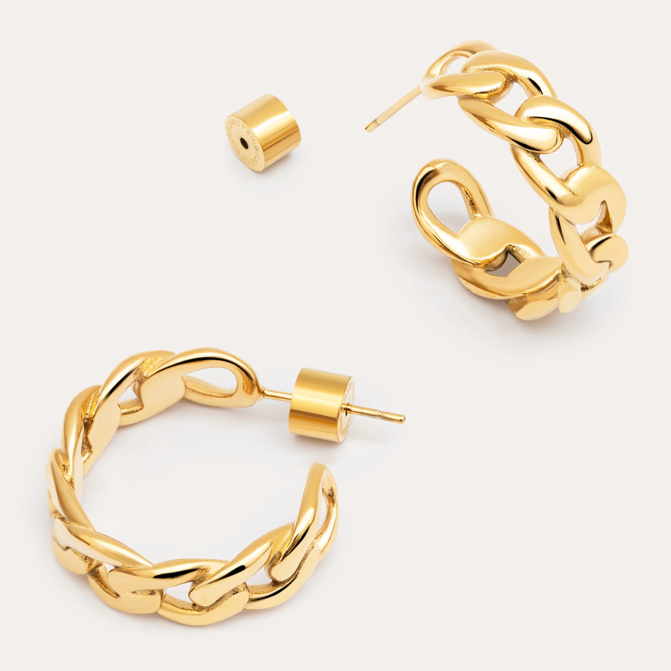 Orecchino Chunky Link  in Acciaio Placcato Oro