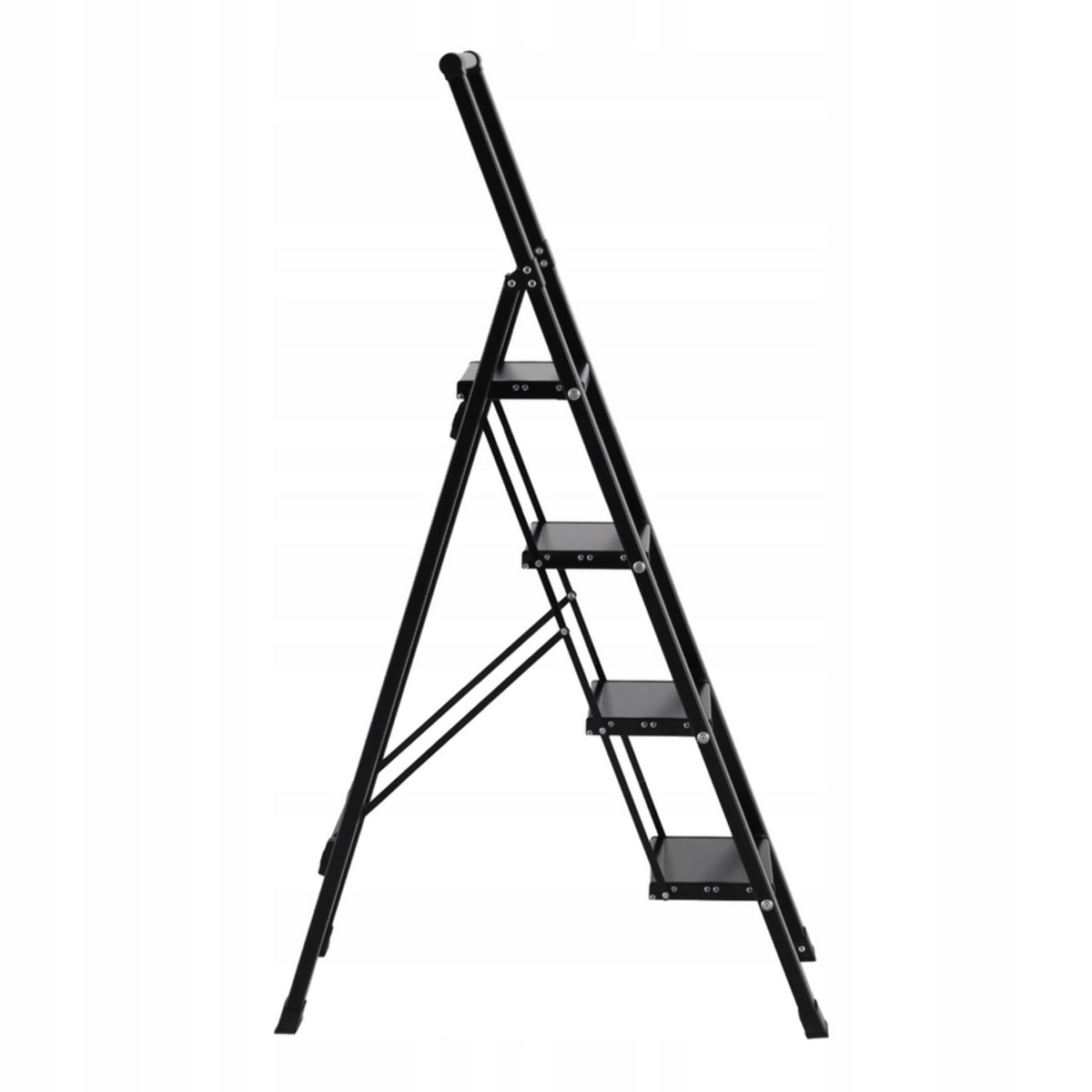 Scala piatta 4 Gradini in alluminio nera antiscivolo uso domestico 150 kg