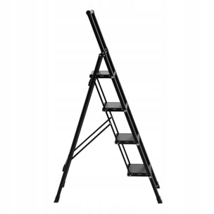 Scala piatta 4 Gradini in alluminio nera antiscivolo uso domestico 150 kg