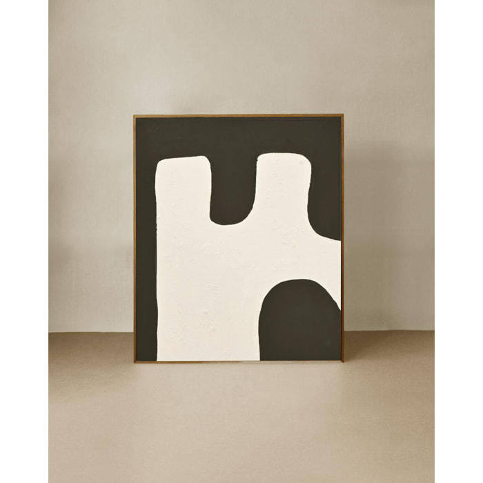 Cuadro negro y blanco decorativo sobre algodón con bastidor de madera pintado artesanalmente con pintura óleo en varias medidas