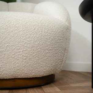 Fauteuil pivotant en tissu bouclé blanc - Ysé