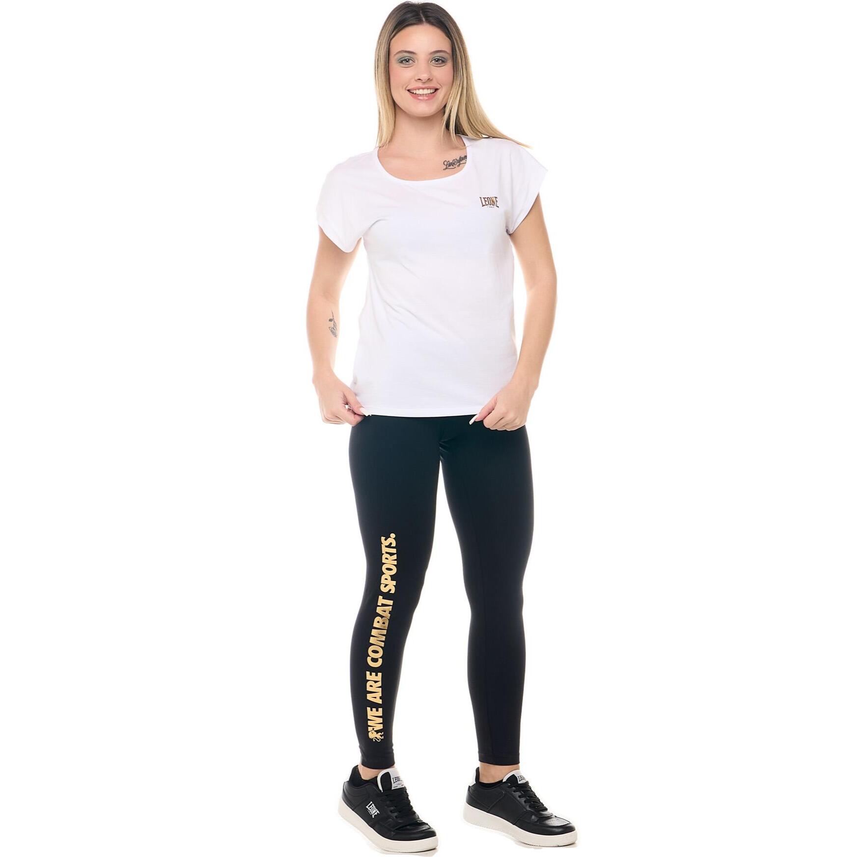 Camiseta de mujer Leone 1947 Apparel en algodón elástico con logotipo dorado.