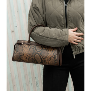 Bolso de mano serpiente con cinturón y hebillas