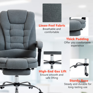 Fauteuil de bureau direction massant chauffant hauteur réglable dossier inclinable tissu gris foncé
