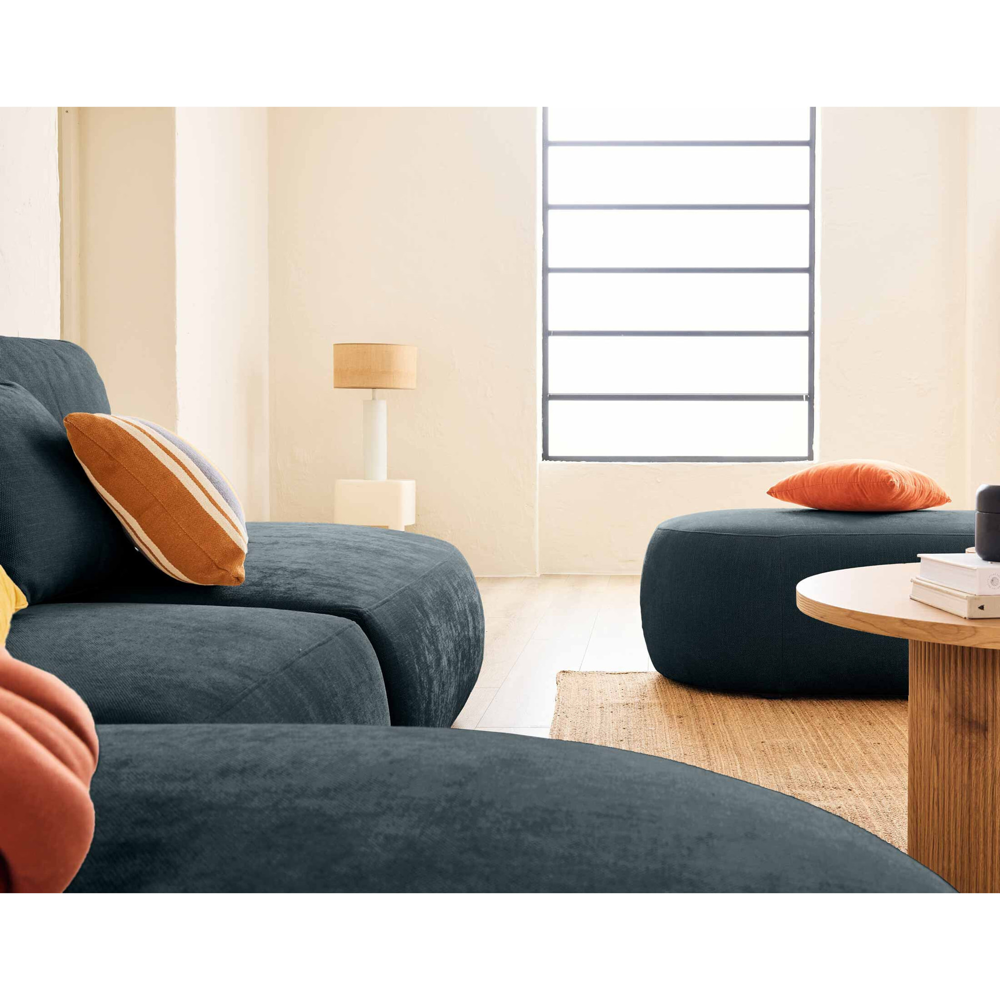 Santorini - pouf modulable - en tissu texturé - Bleu grisé