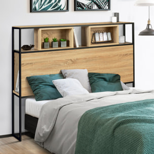 Tête de lit Memphis bois et noire avec rangements 145cm
