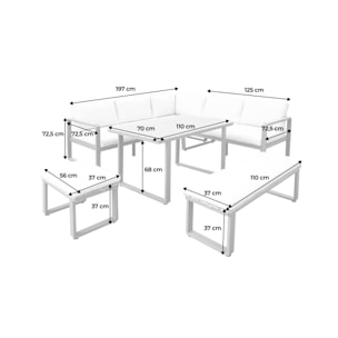 Salon de jardin bois d'acacia et aluminium 8 places PAMPAS