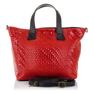 Cassandra Bolso tote Mujer.Piel auténtica Gamuza Grabado Entrelazado