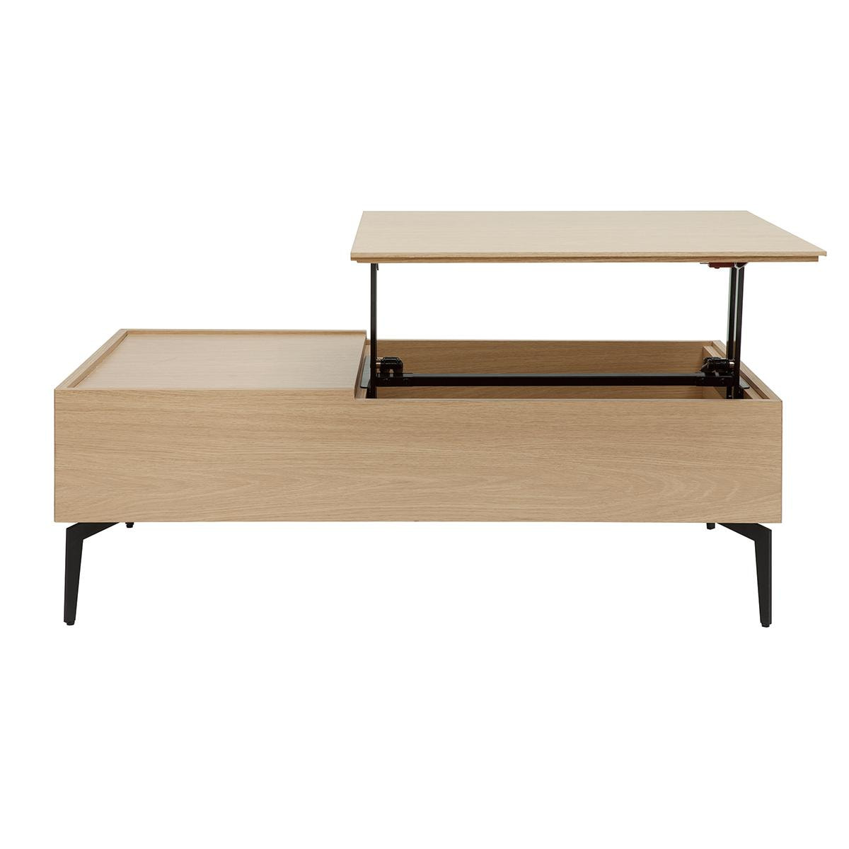 Table basse relevable rectangulaire bois clair finition chêne et métal noir L103 cm SEDA