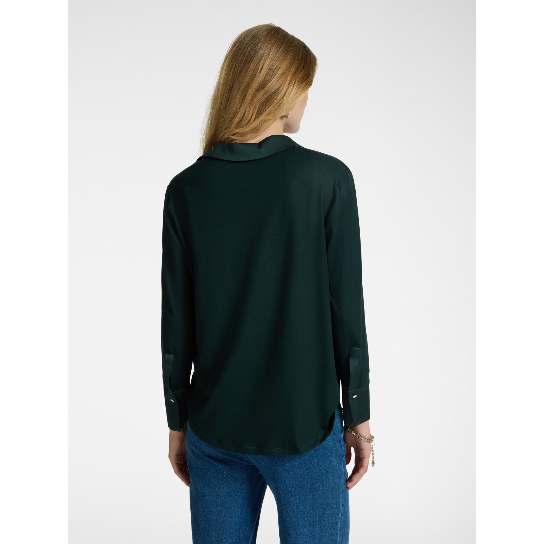 Elena Mirò - Camiseta polo de dos tejidos - Verde