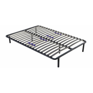 Ensemble sommier cadre métallique & Matelas | Mémoire de forme avec surmatelas intégré | lattes réglables flexibles | Robustesse et confort