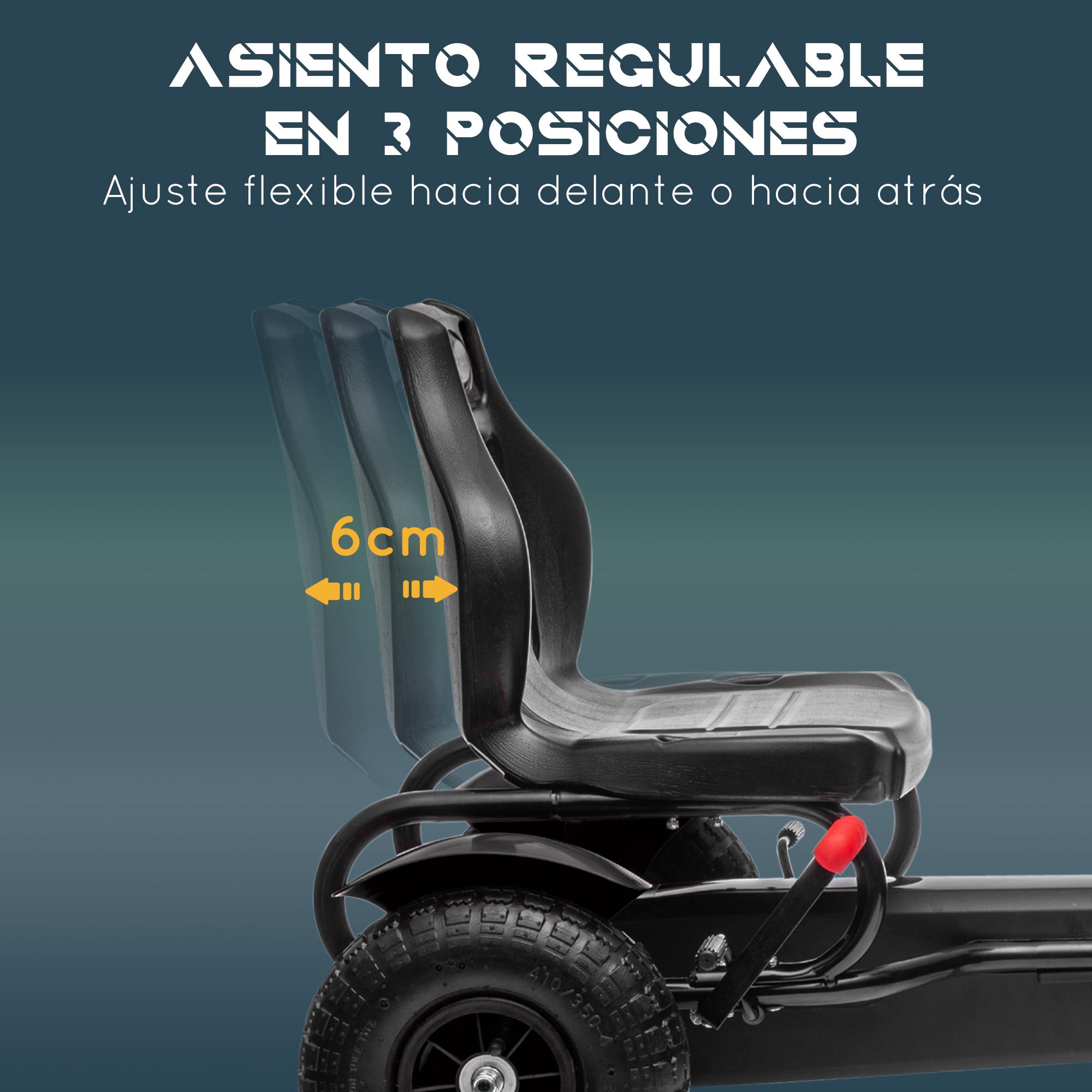 Go Kart a Pedales para Niños Coche de Pedales Infantil con Asiento Ajustable Neumáticos de Goma Freno de Mano para Niños y Niñas de 5-12 Años Carga 50 kg 121x58x61 cm Negro