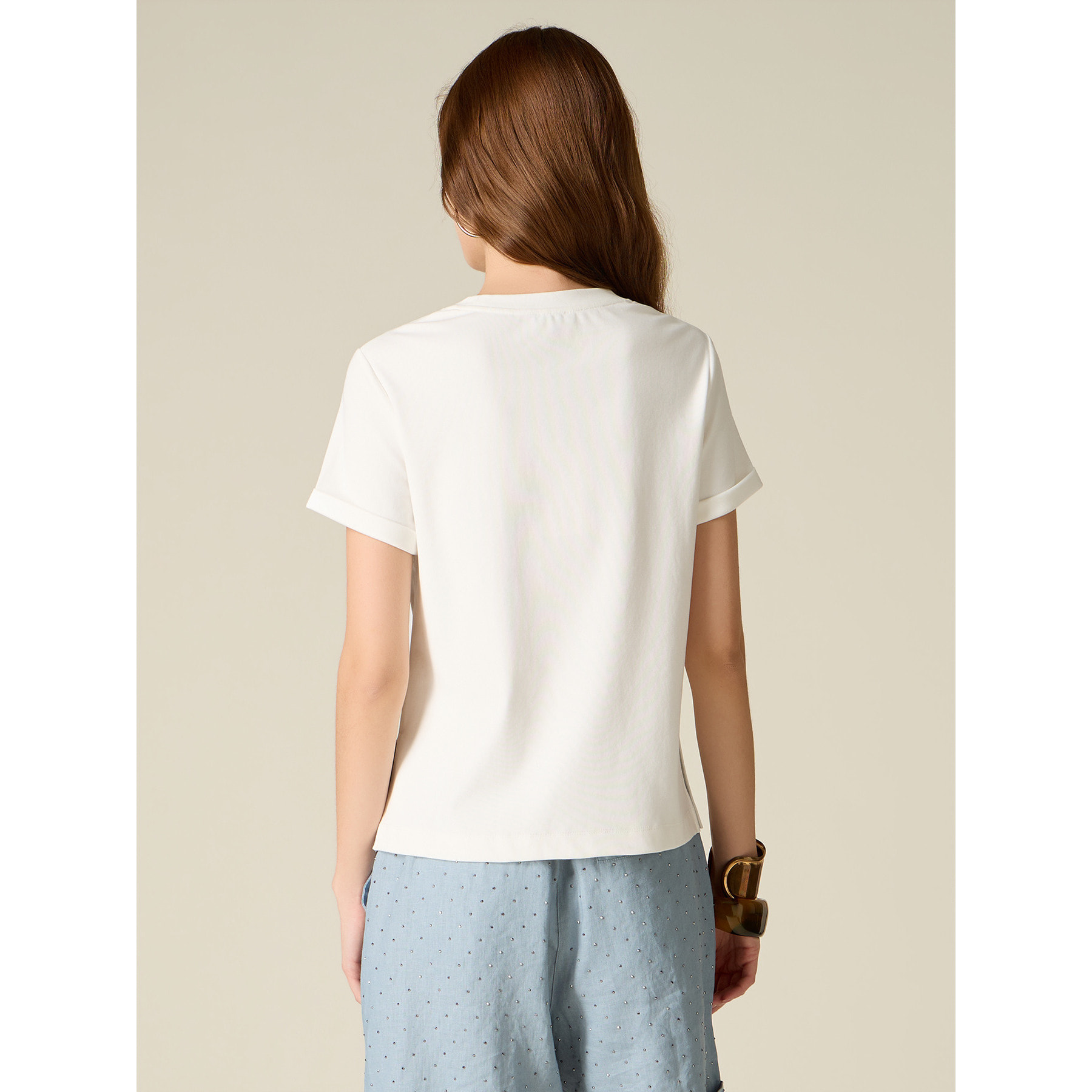 Oltre - Camiseta con bordado joya lettering - Blanco