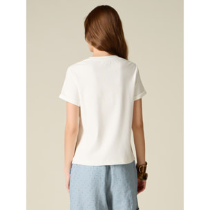 Oltre - Camiseta con bordado joya lettering - Blanco