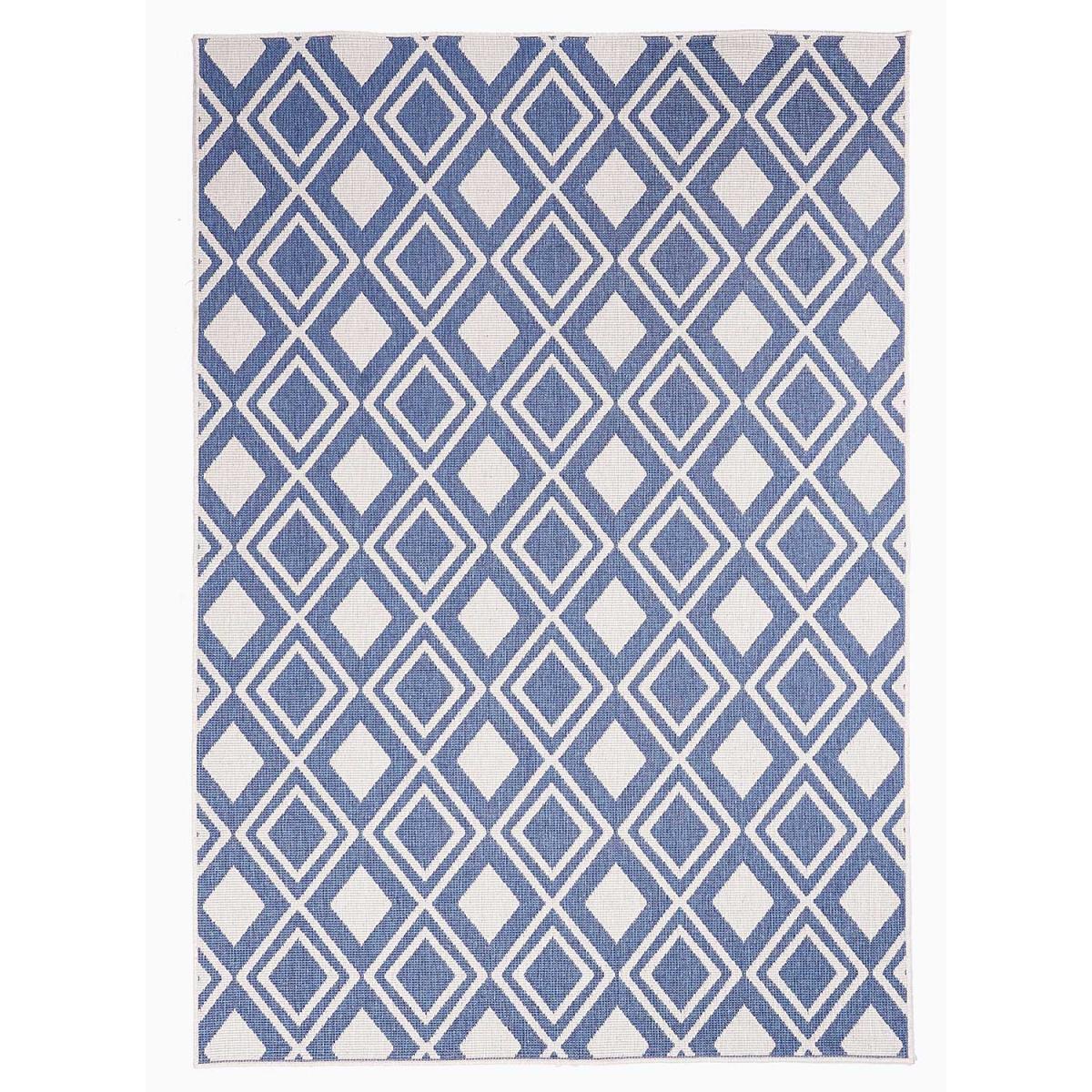 Tapis d'extérieur Reversible Kuci bleu et blanc