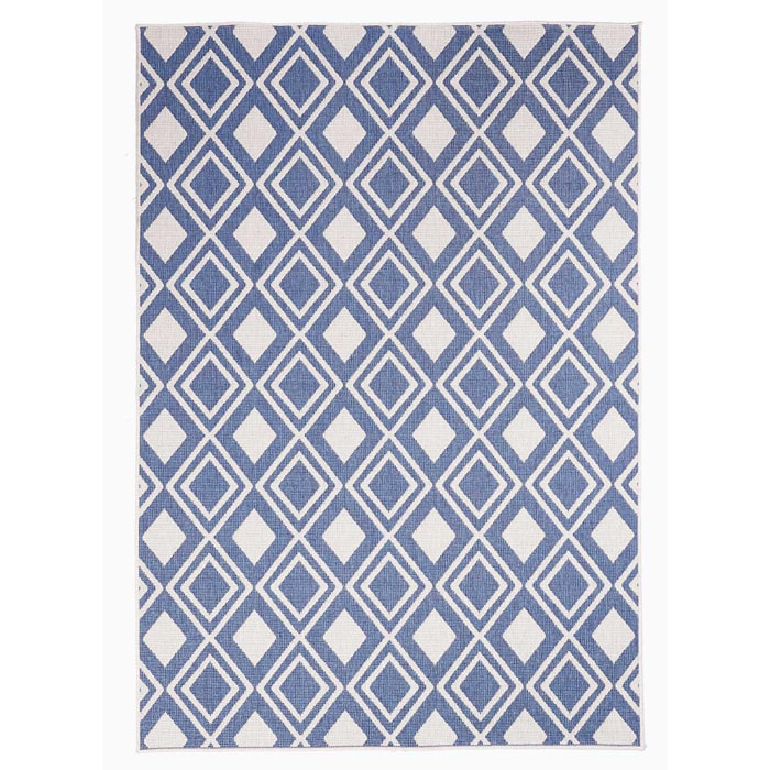 Tapis d'extérieur Reversible Kuci bleu et blanc