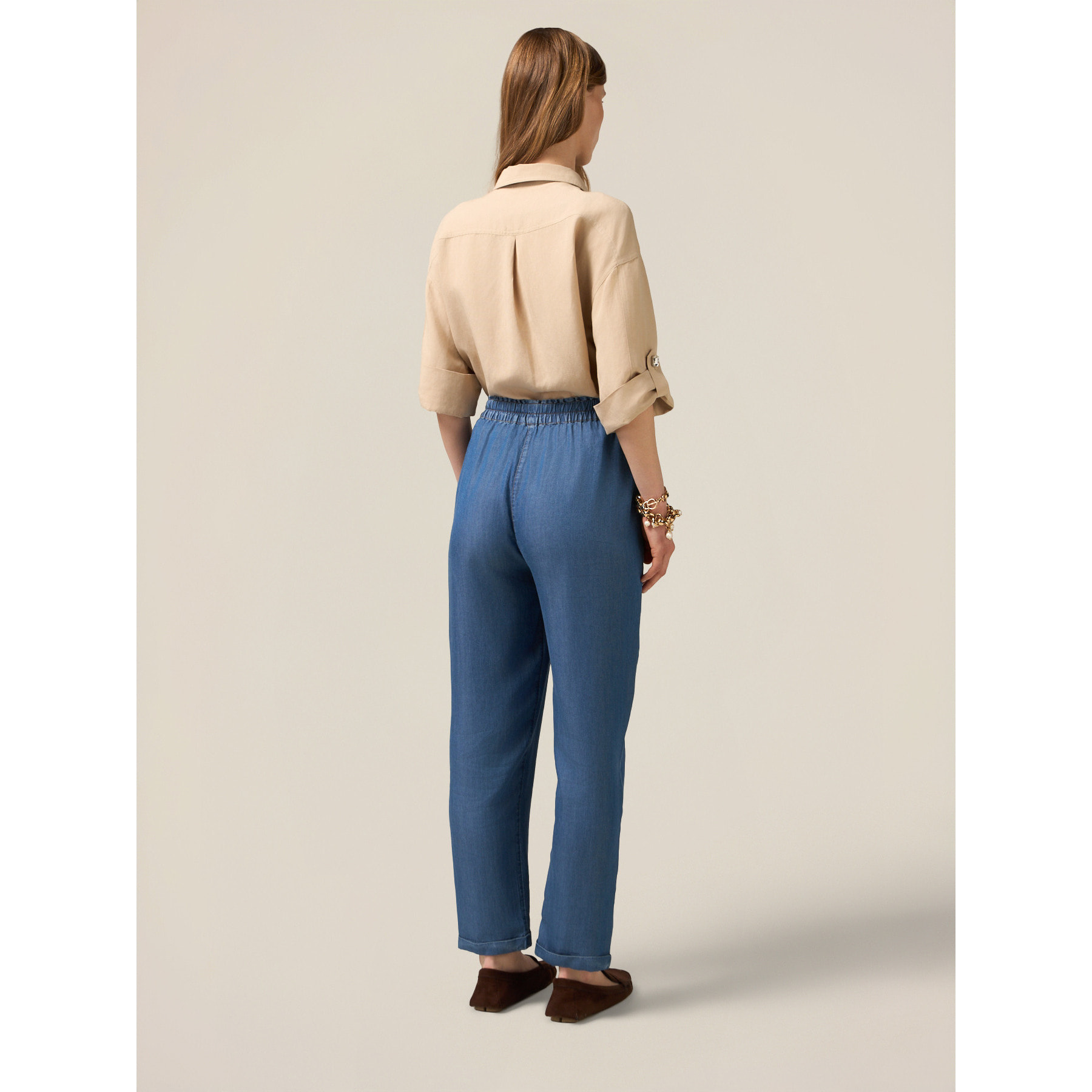Oltre - Pantalones jogger de tencel - Azul