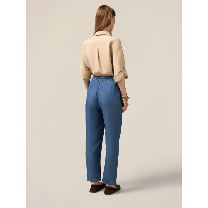 Oltre - Pantalones jogger de tencel - Azul