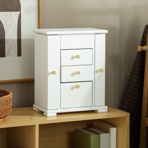 Armoire à bijoux poignées bouton doré miroir bois blanc