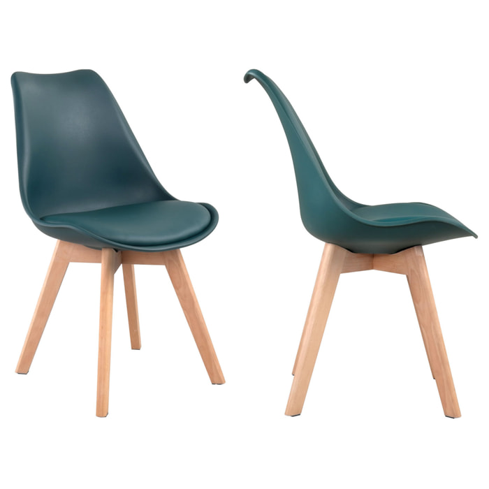 Lot de 4 chaises scandinaves NORA bleues avec coussin