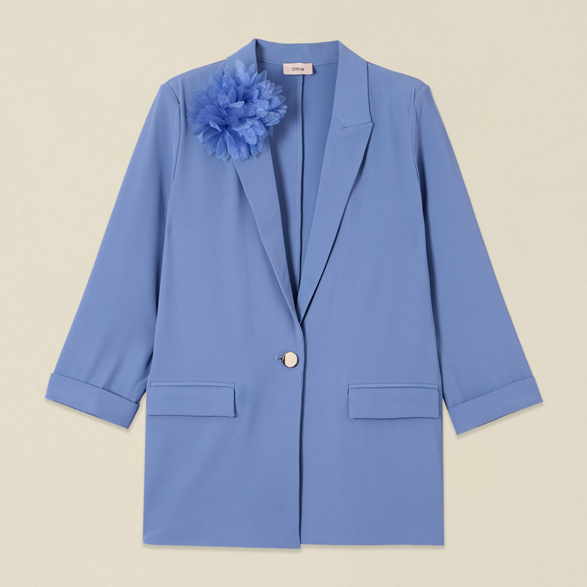 Oltre - Giacca blazer con spilla a fiore - Azzurro