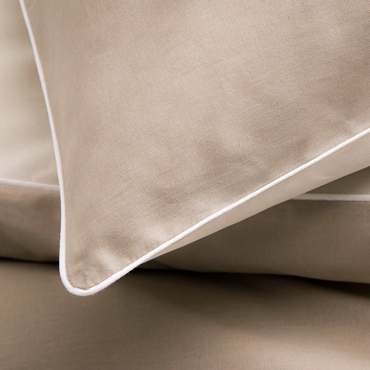 Housse de couette bicolore en coton, BONS JOURS, Beige biscuit / lin