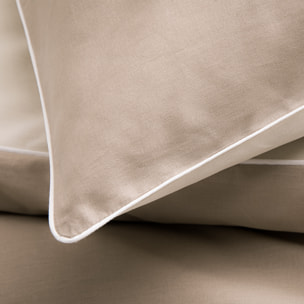 Housse de couette bicolore en coton, BONS JOURS, Beige biscuit / lin