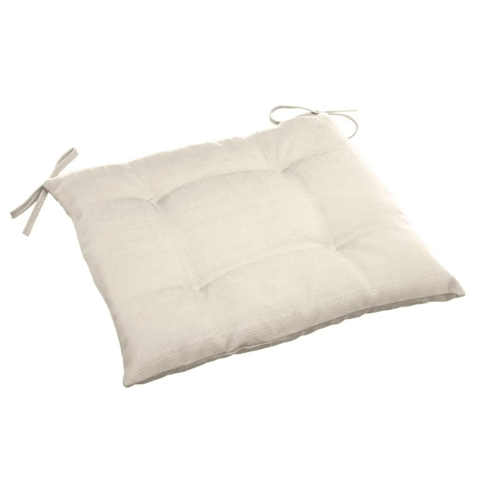 Galette de chaise carrée 4 points "Korai" blé 40x40x4cm en polyester