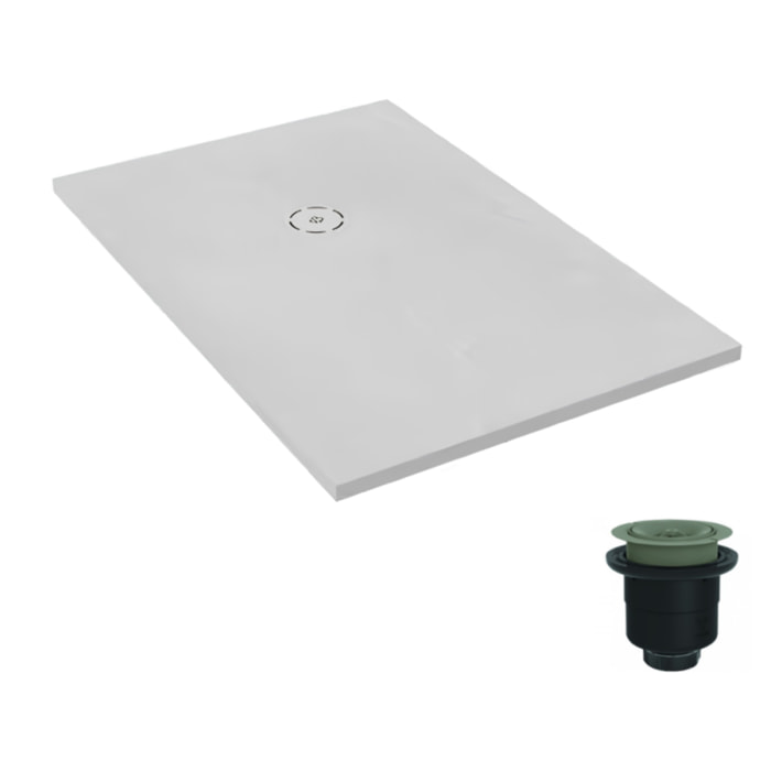 Receveur de douche antidérapant 160 x 80 Singulier neoroc rectangle blanc avec bonde sans capôt verticale