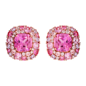 Orecchini a Lobo in Argento 925 con Pavé Misto di Cubic Zirconia Rosa Effetto Degradé