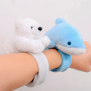 Peluche extrasuave y mullido. Diseño ballena azul con mecanismo enrollable. 14 cm.