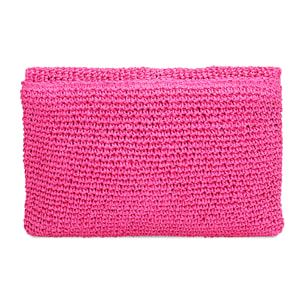 Bolso de playa fucsia de paja