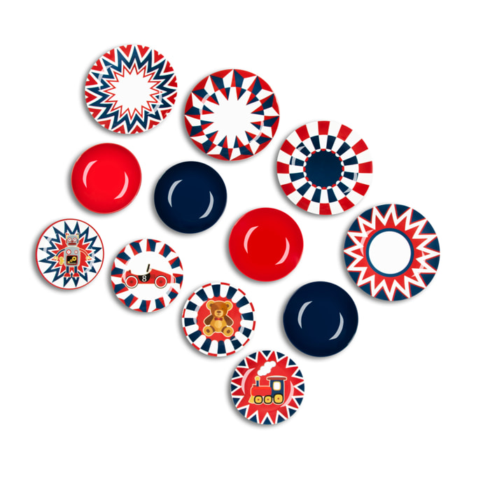 Servizio piatti 12 pezzi Excelsa - Vintage Toys, porcellana e ceramica multicolore
