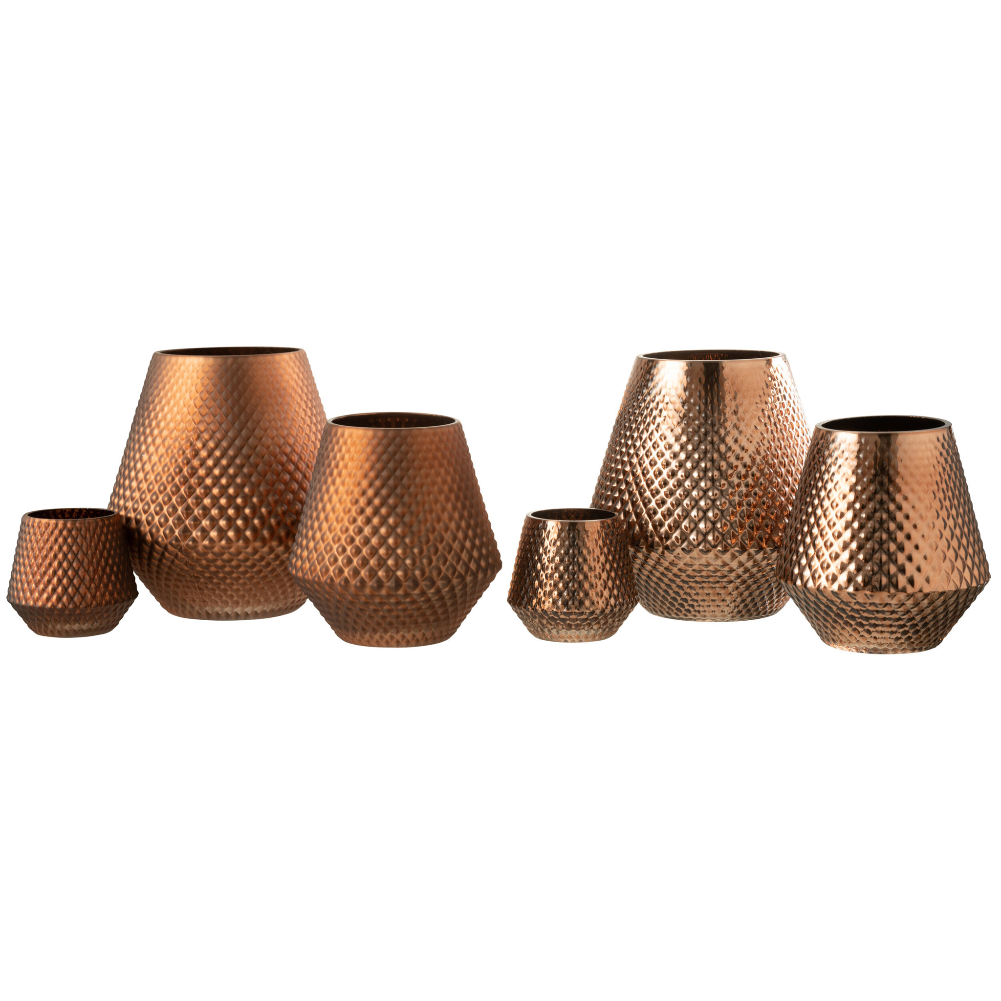 J-Line bougeoir Cari - verre - cuivre - large - 2 pcs