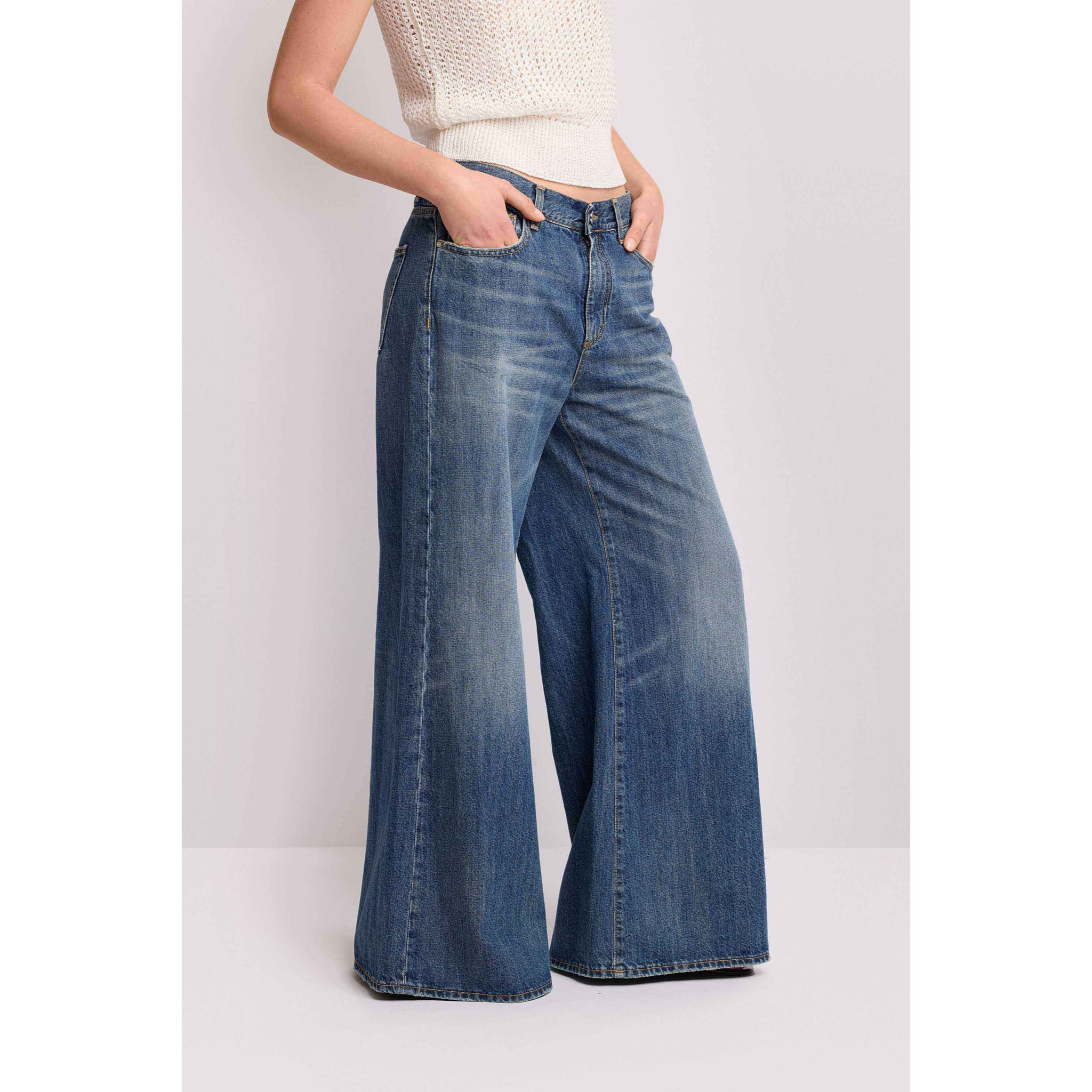Kocca - Pantaloni stile baggy gamba larga Donna, Denim