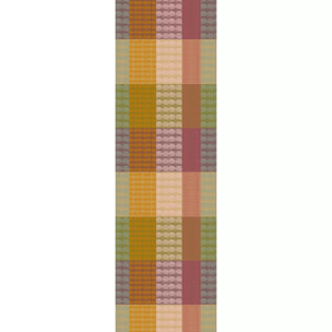 Chemin de table pur coton motif jacquard vert orange Mille halos prunus